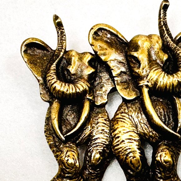 Elephants Walking Brooch/Pin - Jonette Jewelry (JJ) Vintage Brooch (1980s) - Picture 3 of 6